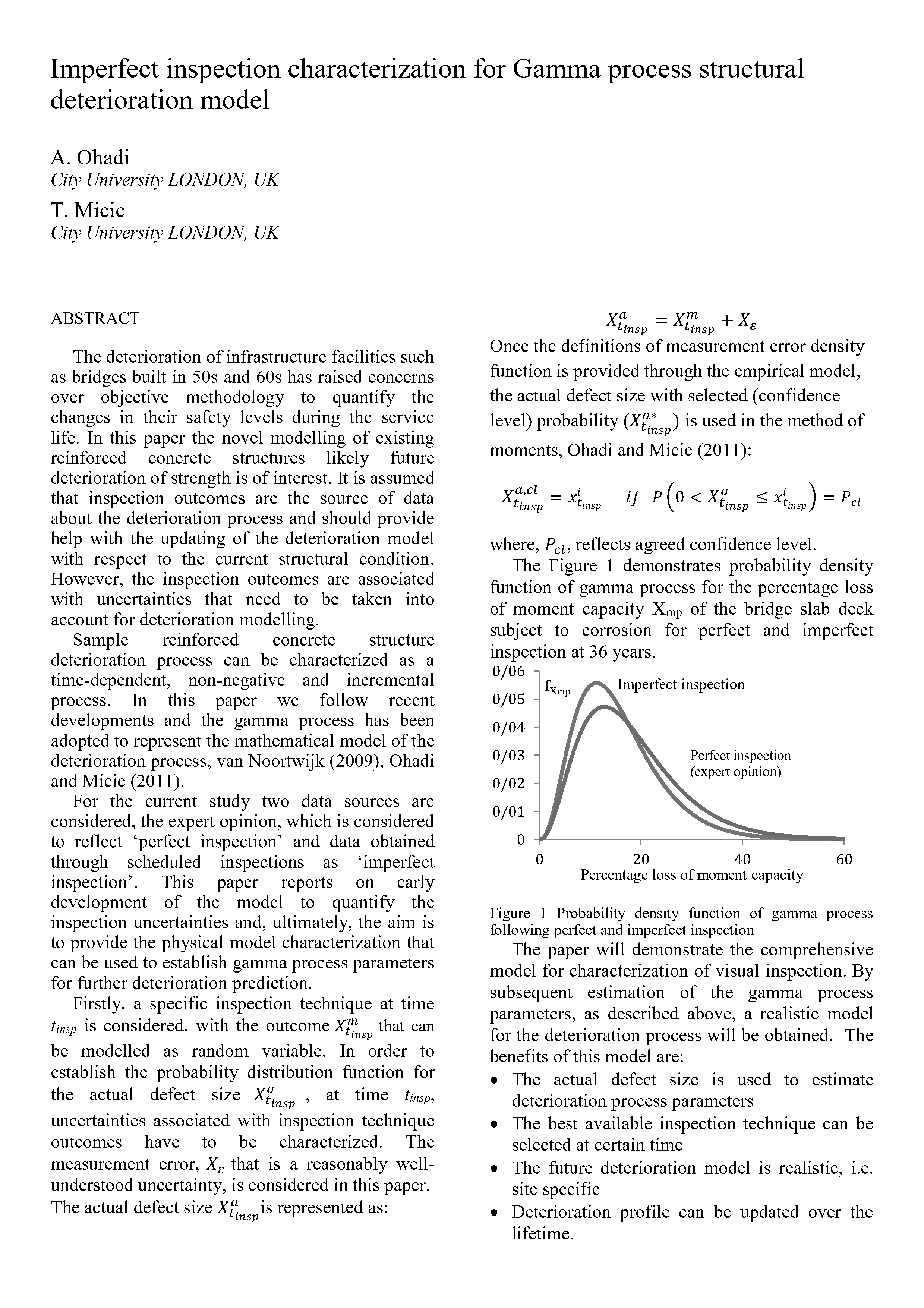 Imperfect inspection characterization for Gamma process structural deterioration model