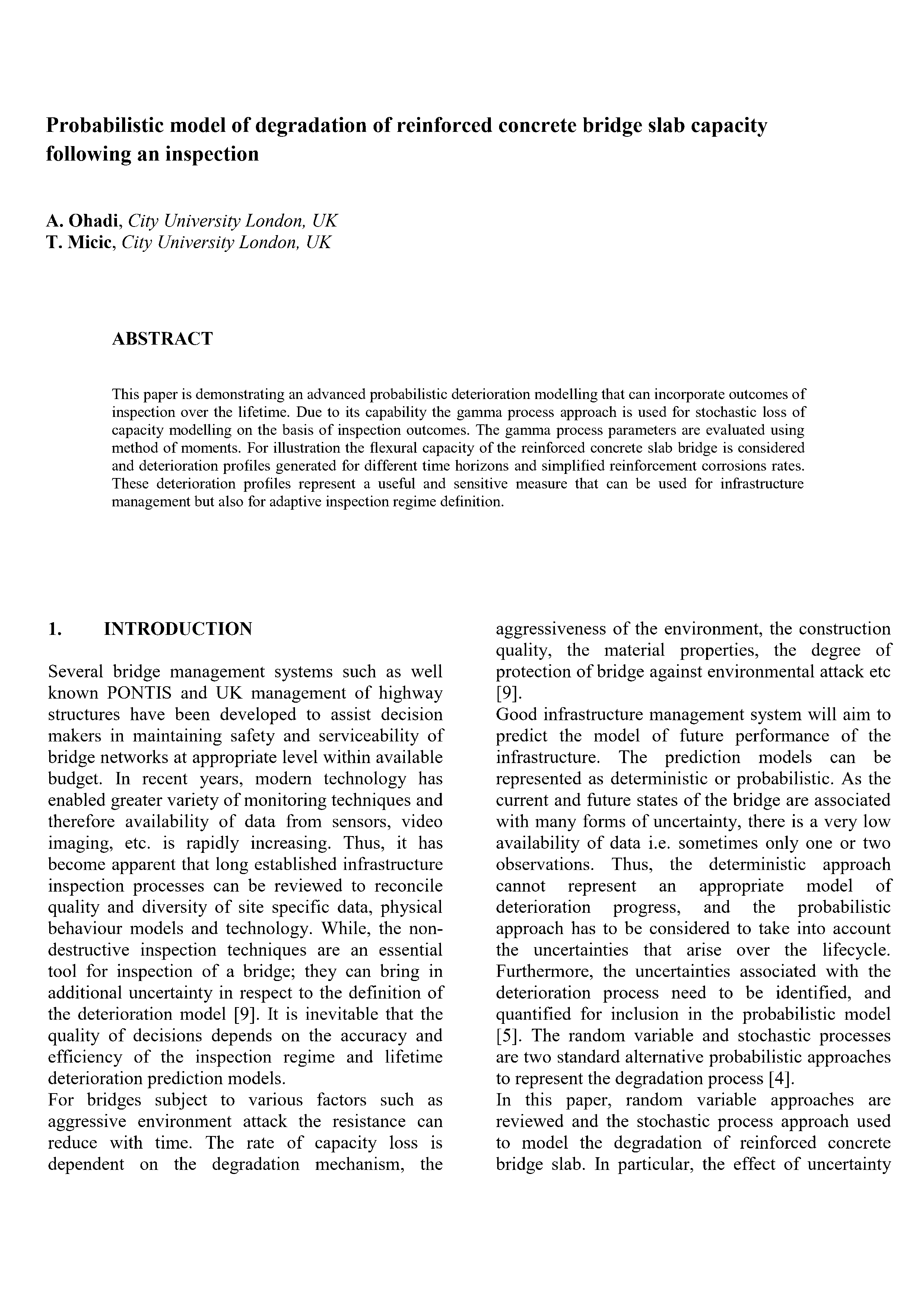 Probabilistic model of degradation of reinforced concrete bridge slab capacity following an inspection